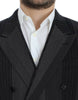 Dolce & Gabbana Eleganter, grau gestreifter Slim-Blazer aus Wolle