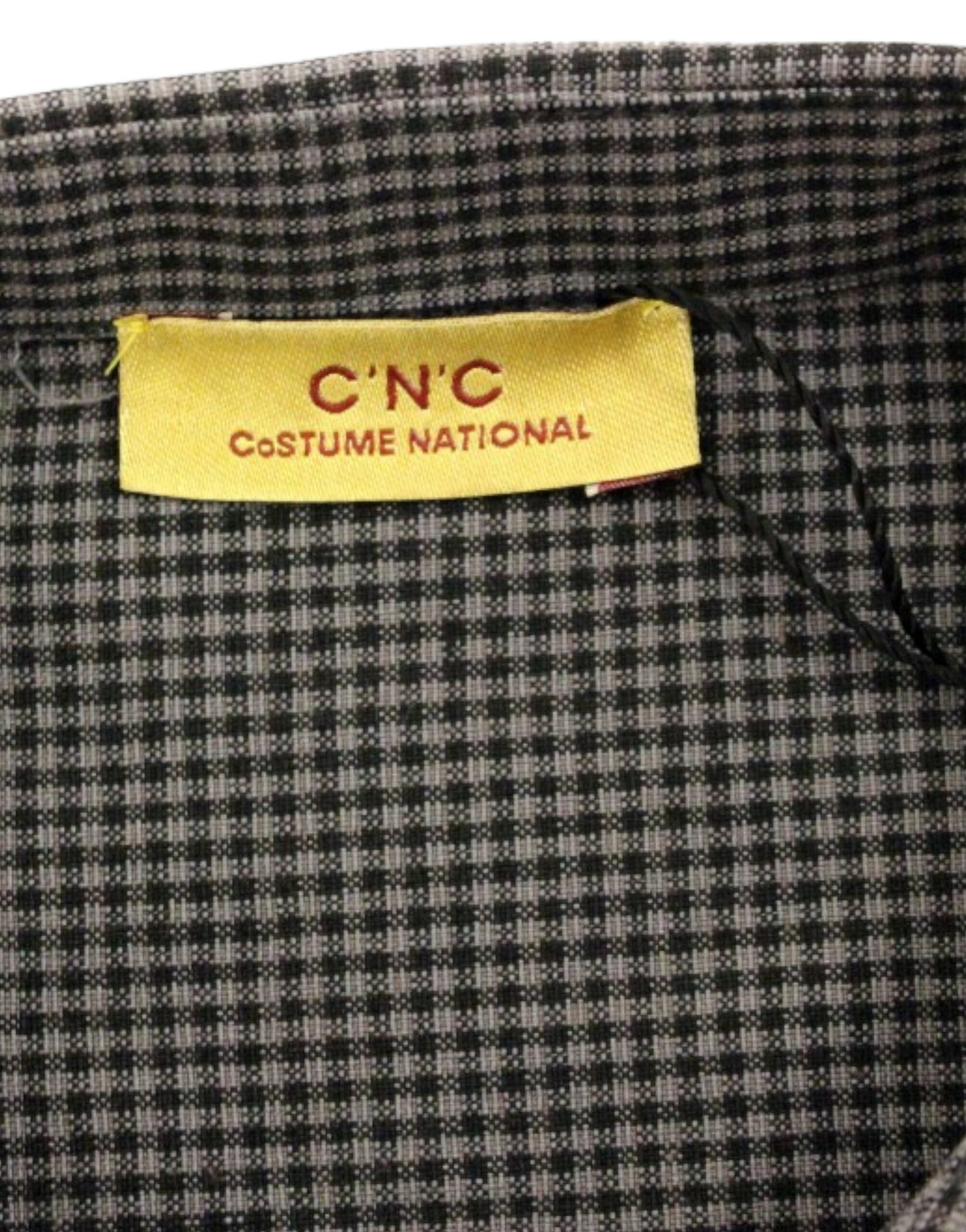 Costume National – Schickes, grau kariertes Freizeithemd aus Leinenmischung