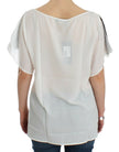 Costume National – Schickes, weißes T-Shirt mit V-Ausschnitt und Motivdruck