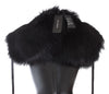 Dolce & Gabbana Eleganter Schulterumhang aus schwarzer Seide mit Fuchspelz