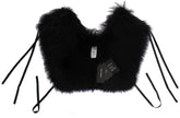 Dolce & Gabbana Eleganter Schulterumhang aus schwarzer Seide mit Fuchspelz