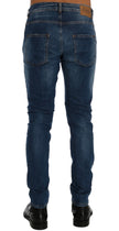 Frankie Morello – Schicke Slim Fit-Jeans in Distressed-Optik in Blau