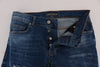 Frankie Morello – Schicke Slim Fit-Jeans in Distressed-Optik in Blau