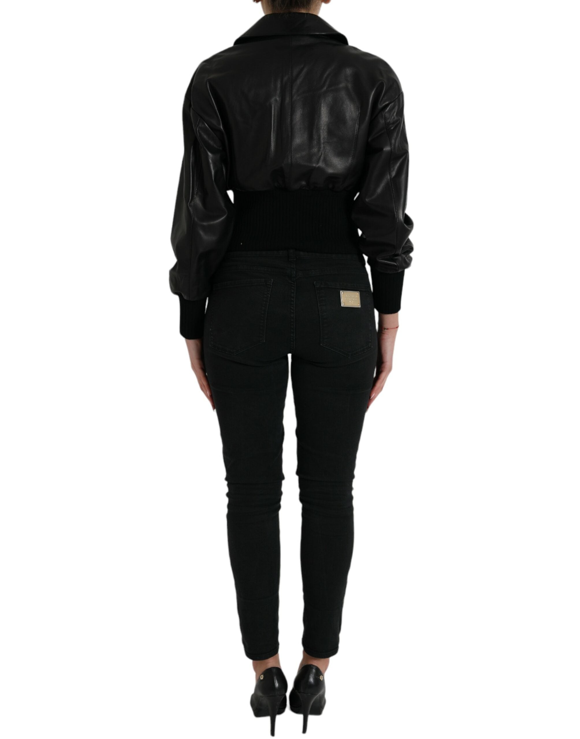 Dolce & Gabbana Elegante Blousonjacke aus schwarzem Leder