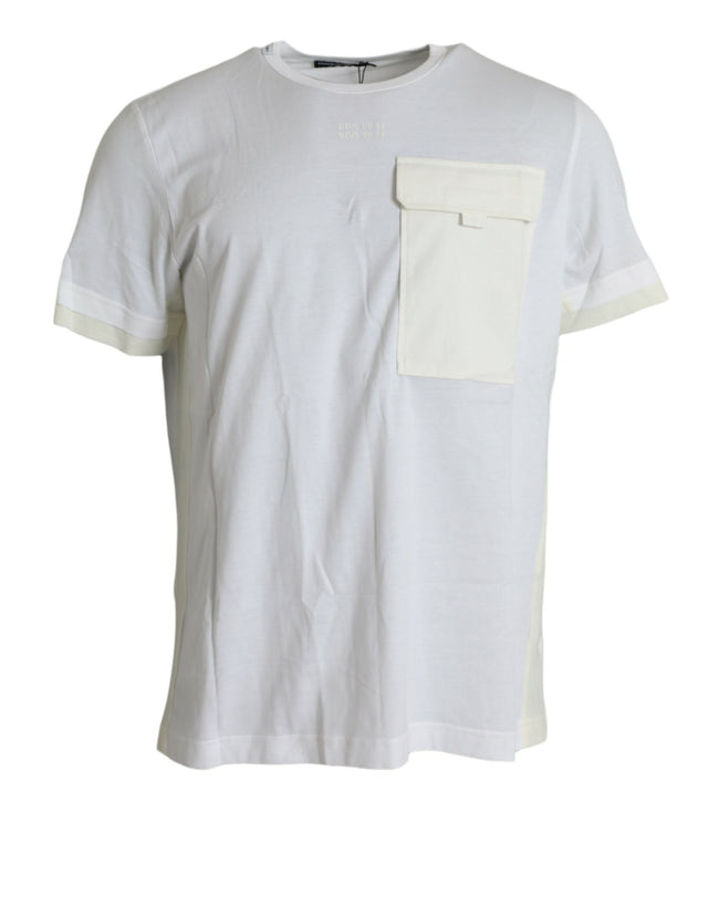 Dolce & Gabbana Camiseta blanca de manga corta con bolsillo de algodón