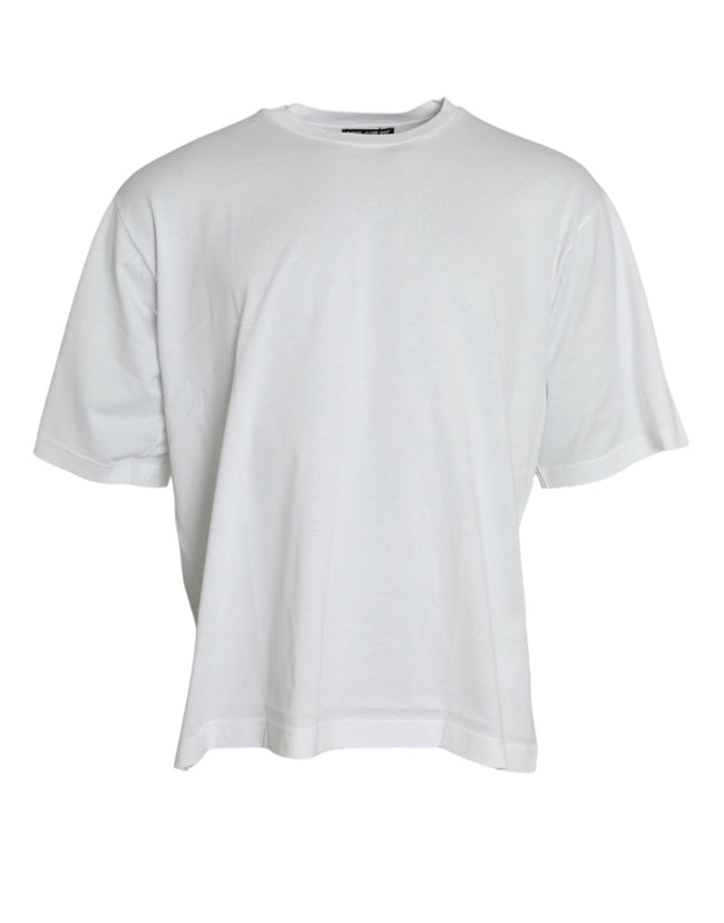 Dolce & Gabbana Camiseta blanca de manga corta con cuello redondo de algodón