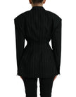 Dolce & Gabbana Chaqueta abrigo cruzado de lana a rayas negras