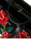 Dolce & Gabbana – Schicke schwarze Tragetasche mit Blumenstickerei