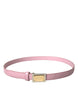 Dolce & Gabbana Pink Leather Gold Square Metal Buckle Belt