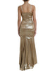 Dolce & Gabbana Vestido de gala con adornos de cristales dorados metalizados