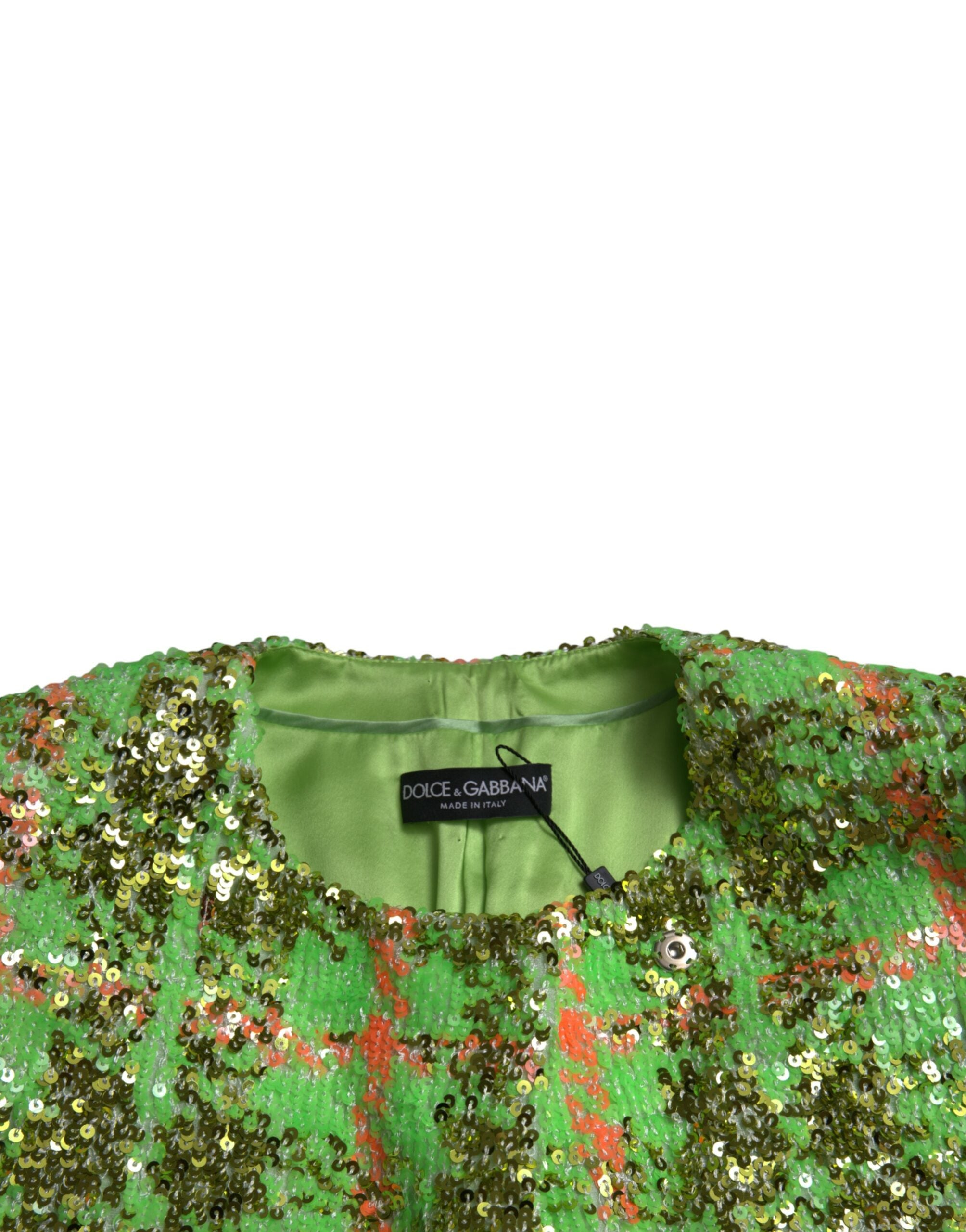 Dolce & Gabbana Exquisite Sequined Long Coat Jacket in Green