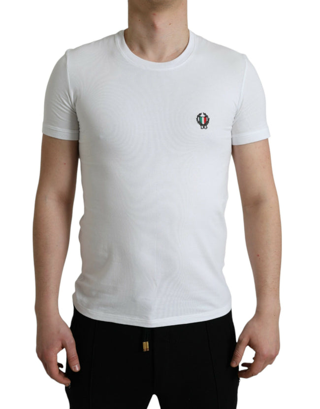 Dolce & Gabbana Camiseta interior con cuello redondo y escudo con logo blanco