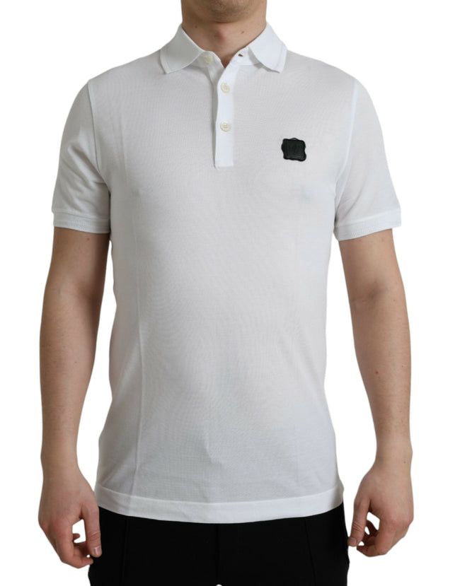 Dolce & Gabbana Camiseta blanca de manga corta con cuello y logo
