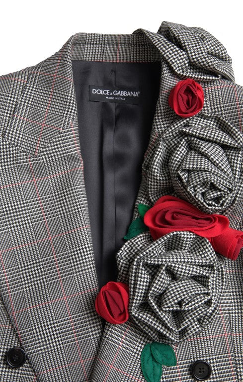 Dolce & Gabbana Blazer elegante de lana gris con doble botonadura