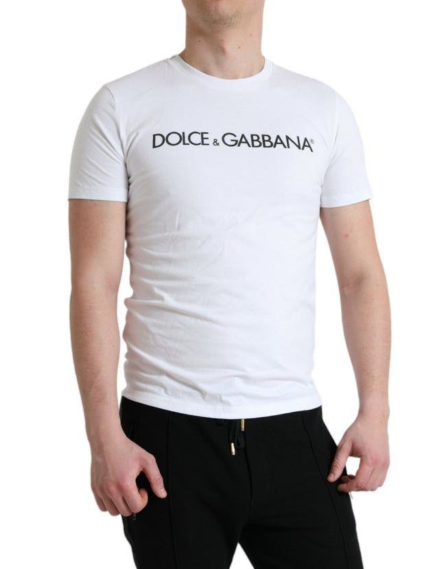 Dolce & Gabbana Elegantes weißes Rundhals-T-Shirt aus Baumwolle