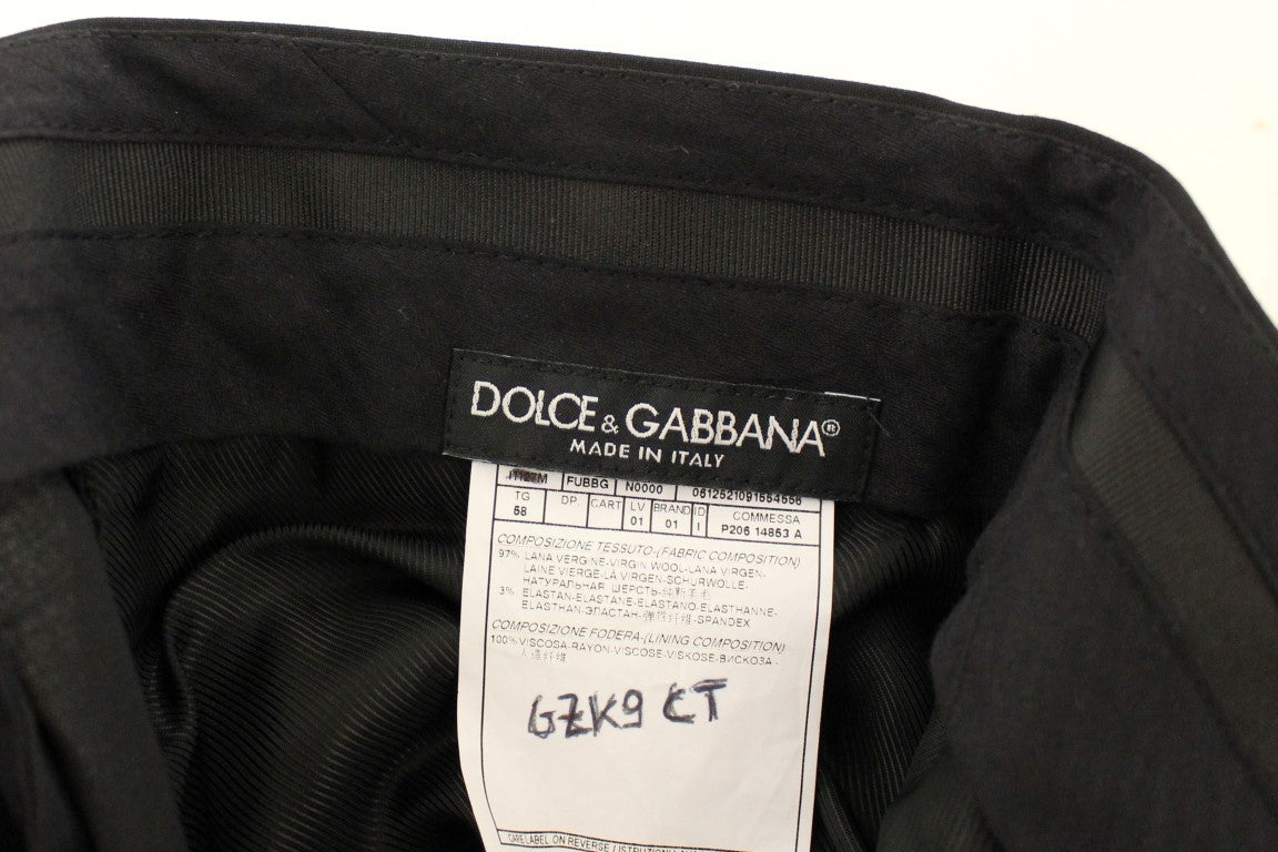Dolce & Gabbana Pantalones plisados ​​elásticos de lana negros