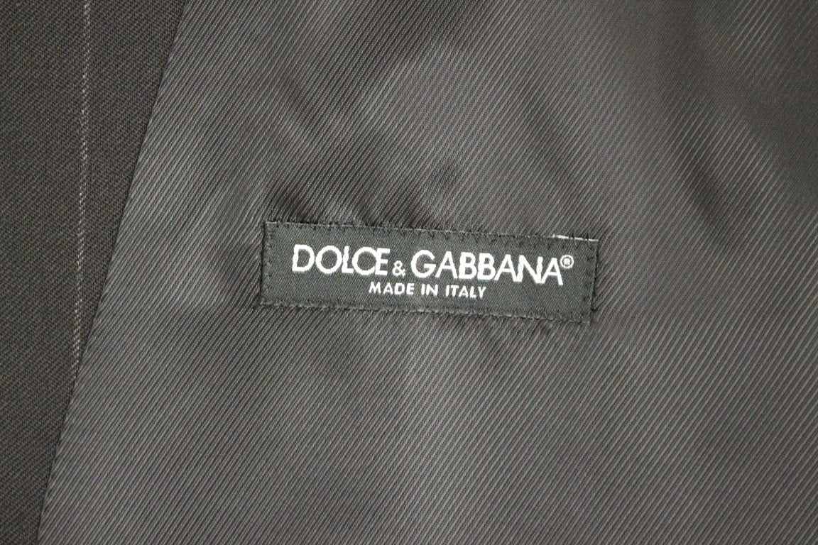 Dolce & Gabbana Elegante chaleco de vestir de lana a rayas negras