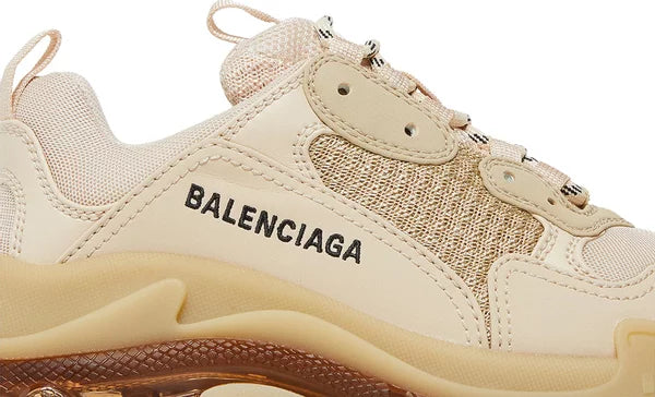 Balenciaga Triple S Clear Sole Crystal Beige Nude Sneakers for Women - GENUINE AUTHENTIC BRAND LLC  