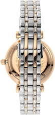 Emporio Armani – Elegante, zweifarbige Armbanduhr mit Kristallpavé