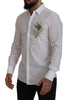 Dolce & Gabbana – Elegantes weißes Hemd mit Pfauenfedern