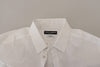 Dolce & Gabbana Elegante camisa de vestir blanca con plumas de pavo real