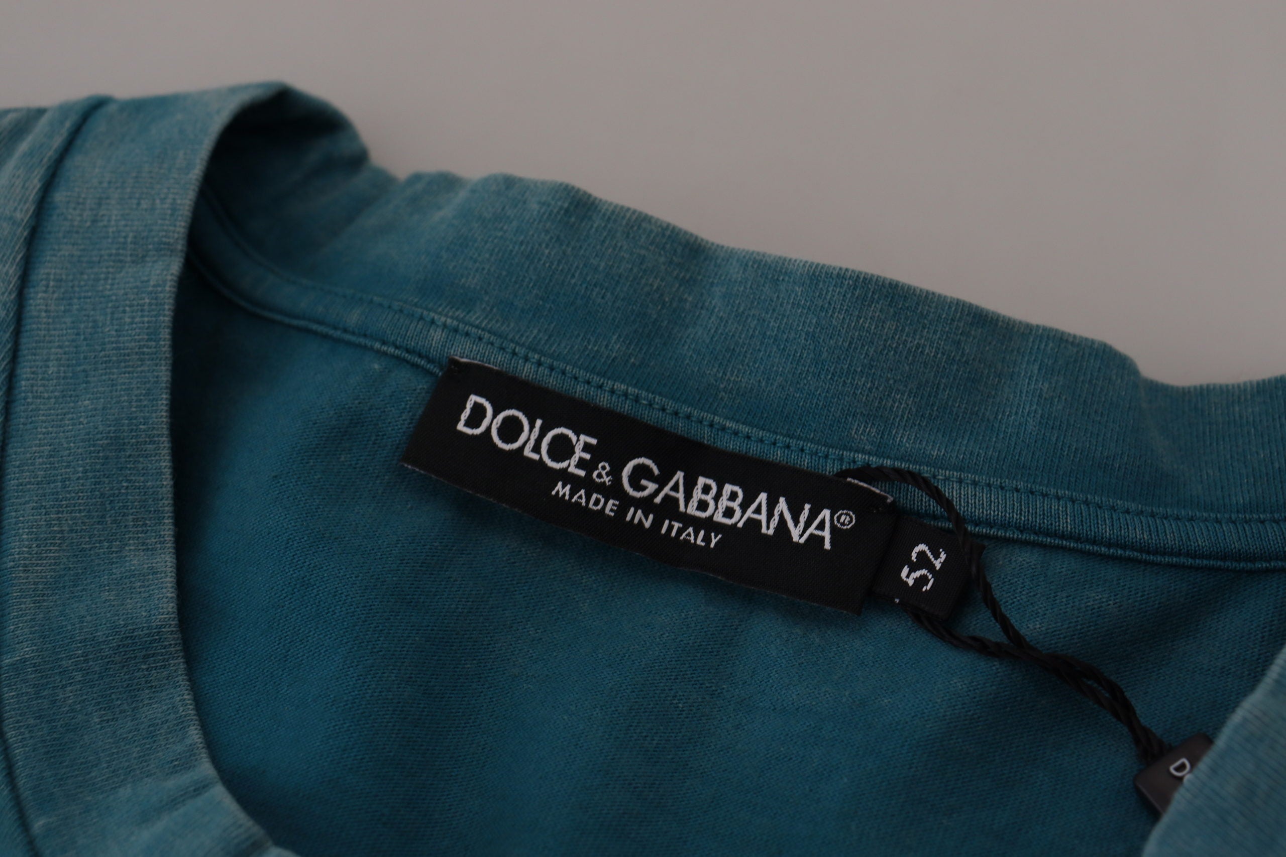 Dolce & Gabbana Elegant Crew Neck Cotton Tee in Blue