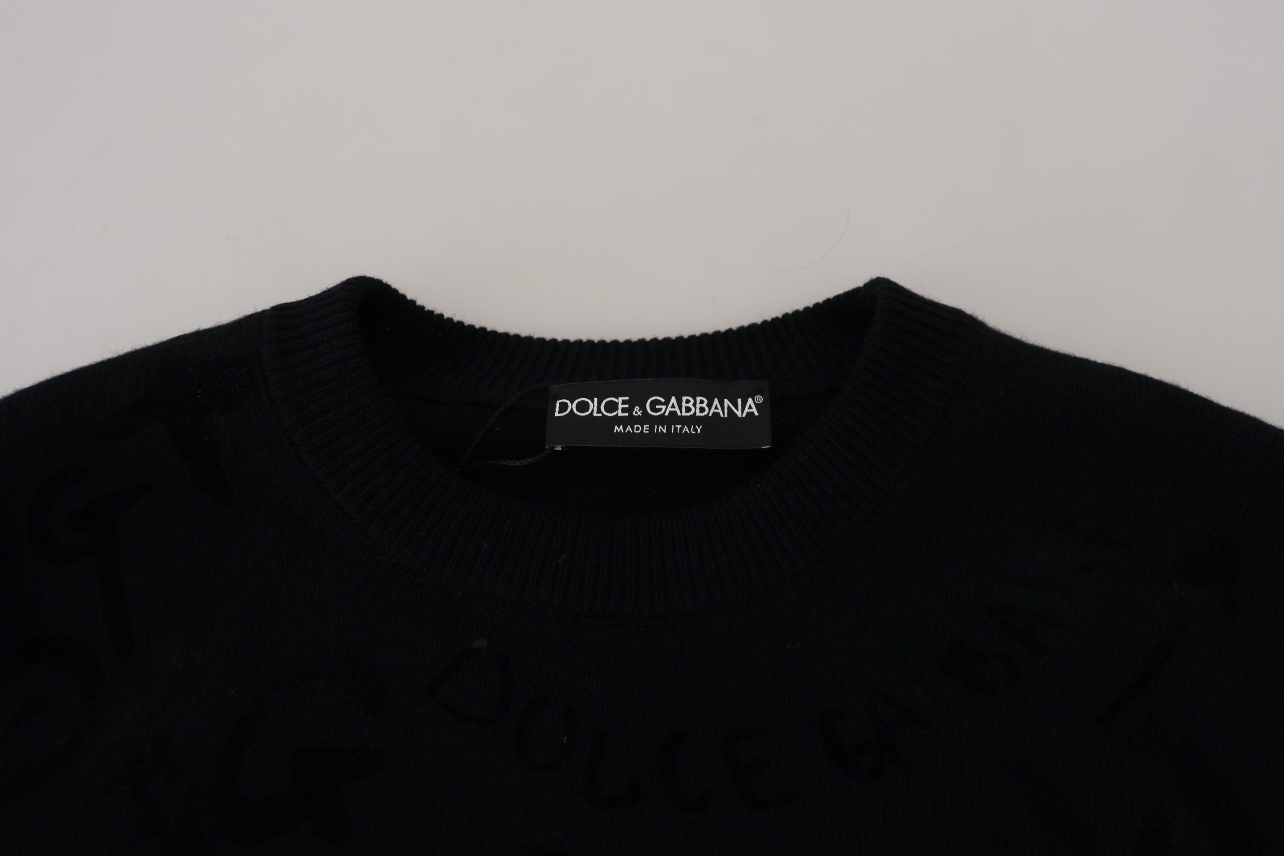 Dolce & Gabbana Eleganter schwarzer Wollpullover mit Logo