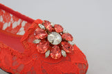 Dolce & Gabbana Zapatos planos Vally elegantes de encaje en rojo coral
