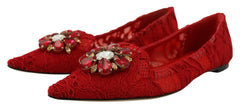 Dolce & Gabbana Rote Ballerinas mit Kristallverzierung