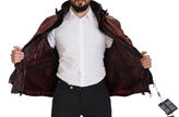 Dolce & Gabbana Elegante chaqueta burdeos con capucha y cremallera completa
