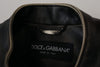Dolce & Gabbana Elegante schwarze Lederjacke mit silbernen Details