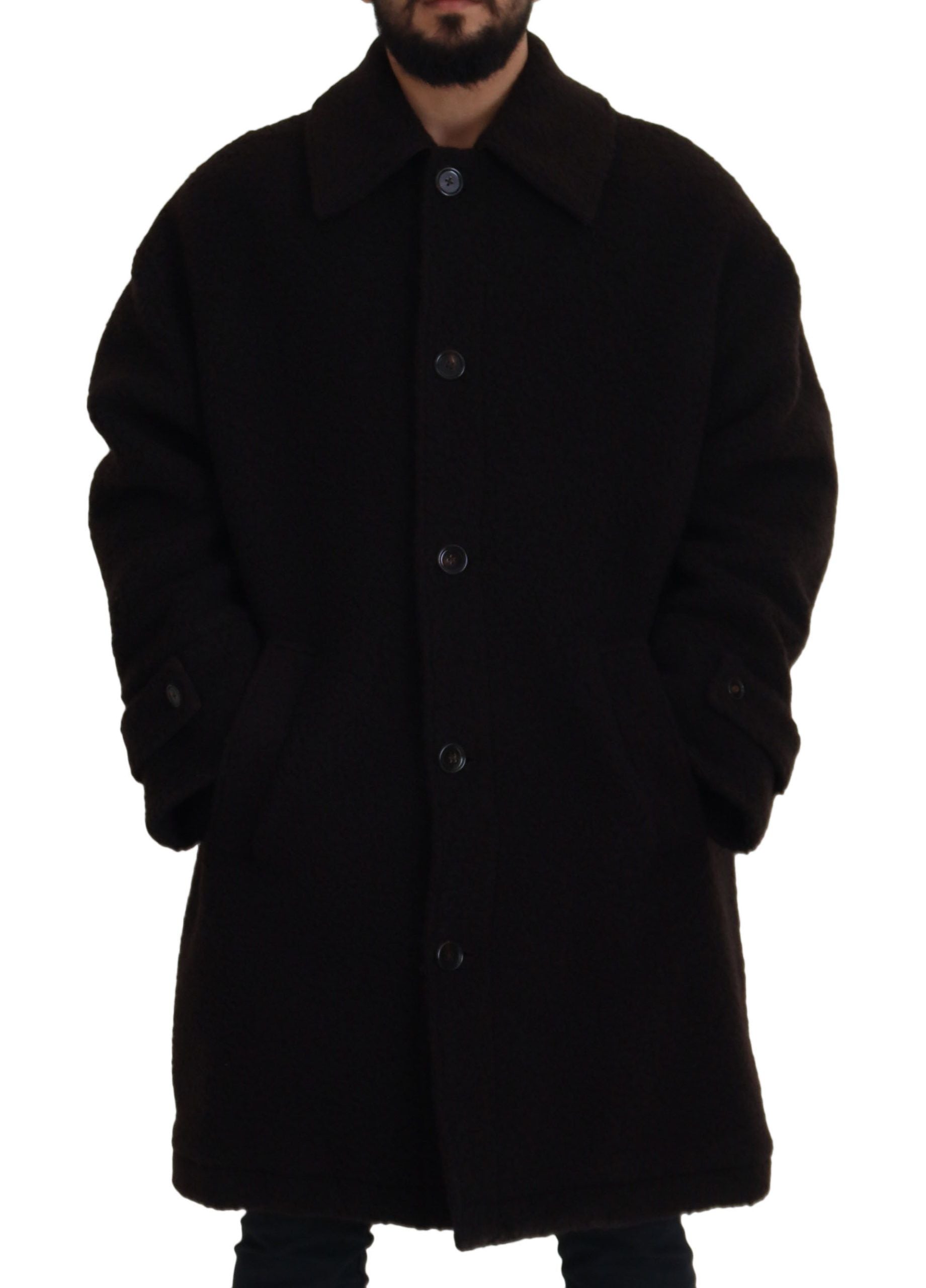 Dolce & Gabbana Elegante chaqueta negra en mezcla de lana de alpaca