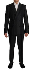 Dolce & Gabbana Eleganter, schwarz gestreifter, zweiteiliger Anzug im Slim Fit