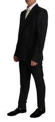 Dolce & Gabbana Elegante traje de dos piezas de corte slim a rayas negras
