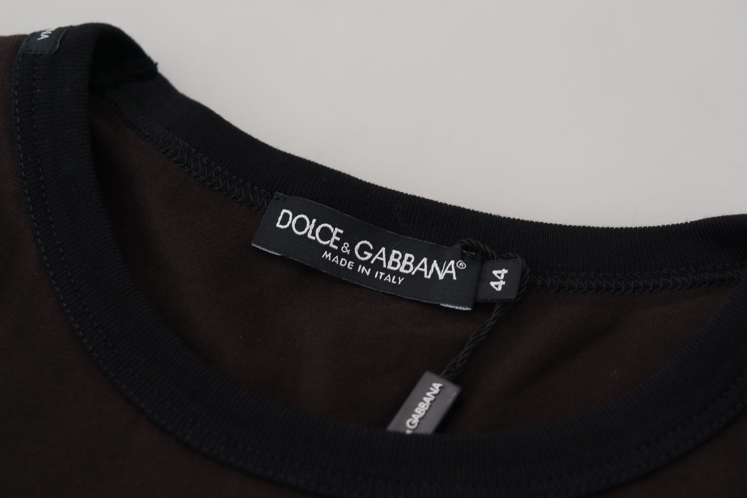 Dolce & Gabbana Eleganter brauner Baumwollpullover mit Rundhalsausschnitt