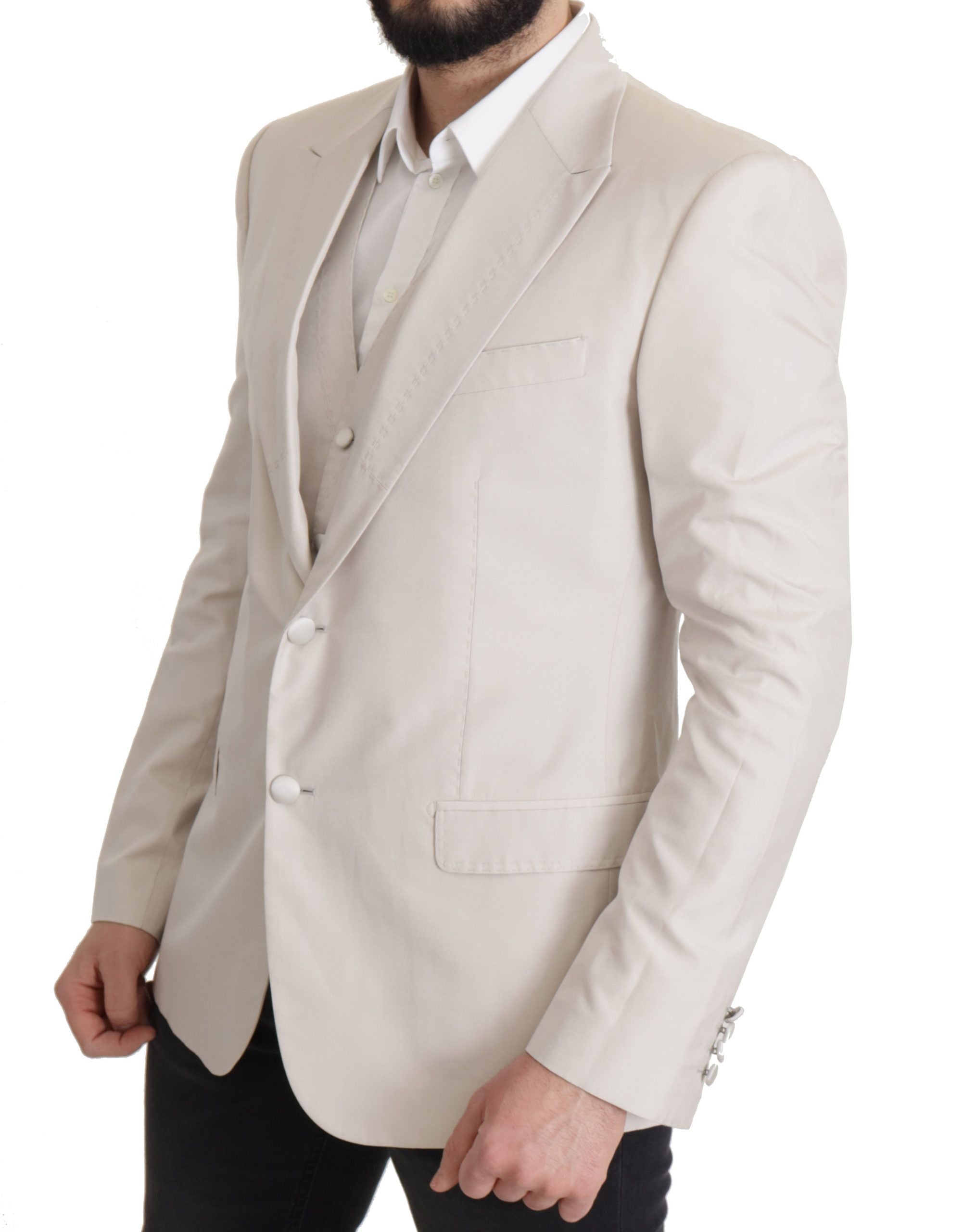 Dolce & Gabbana Elegante conjunto de chaqueta de traje en mezcla de seda gris claro