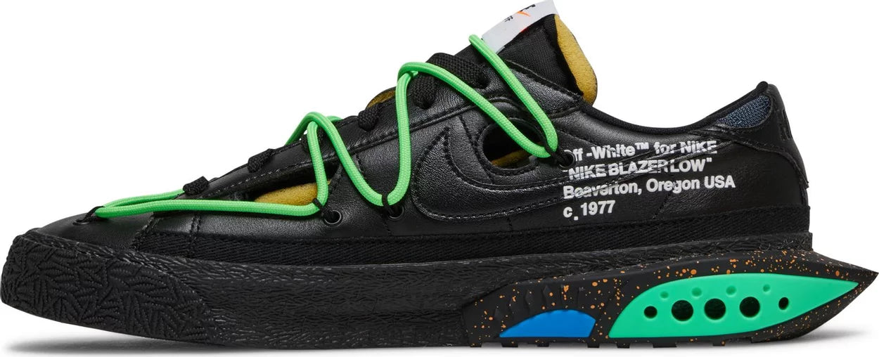 Blazer Low x Off-White Black and Electro Green (2022) Sneakers for Unisex - GENUINE AUTHENTIC BRAND LLC