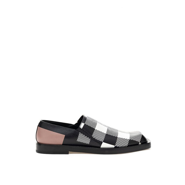 Burberry Black And White Leather Flat Shoe
