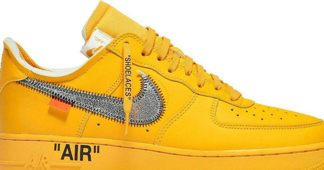 Nike Air Force 1 Low OFF-WHITE University Gold Metallic Silver (2021) Sneakers for Men - GENUINE AUTHENTIC BRAND LLC