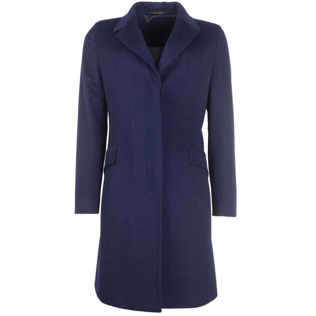 Eleganter blauer Mantel aus Schurwolle für Sie, hergestellt in Italien