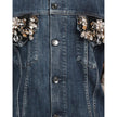 Dolce & Gabbana Elegant Denim Fur-Lined Jacket with Gemstones