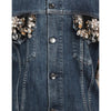 Dolce & Gabbana Elegant Denim Fur-Lined Jacket with Gemstones