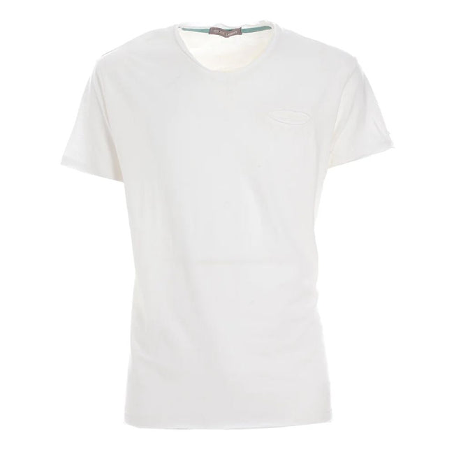 Yes Zee – Frisches, weißes T-Shirt mit V-Ausschnitt und Taschendetail