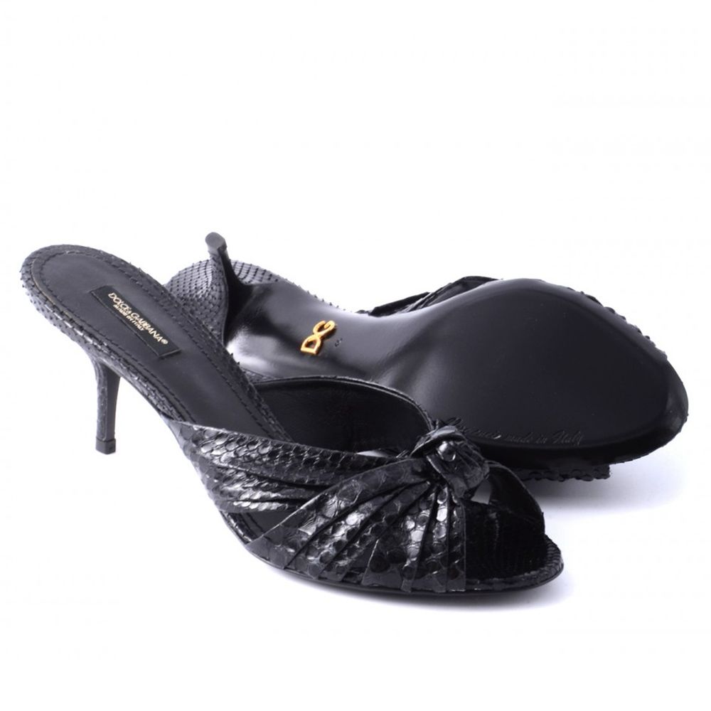 Dolce & Gabbana Black Pitone Moluro Sandal