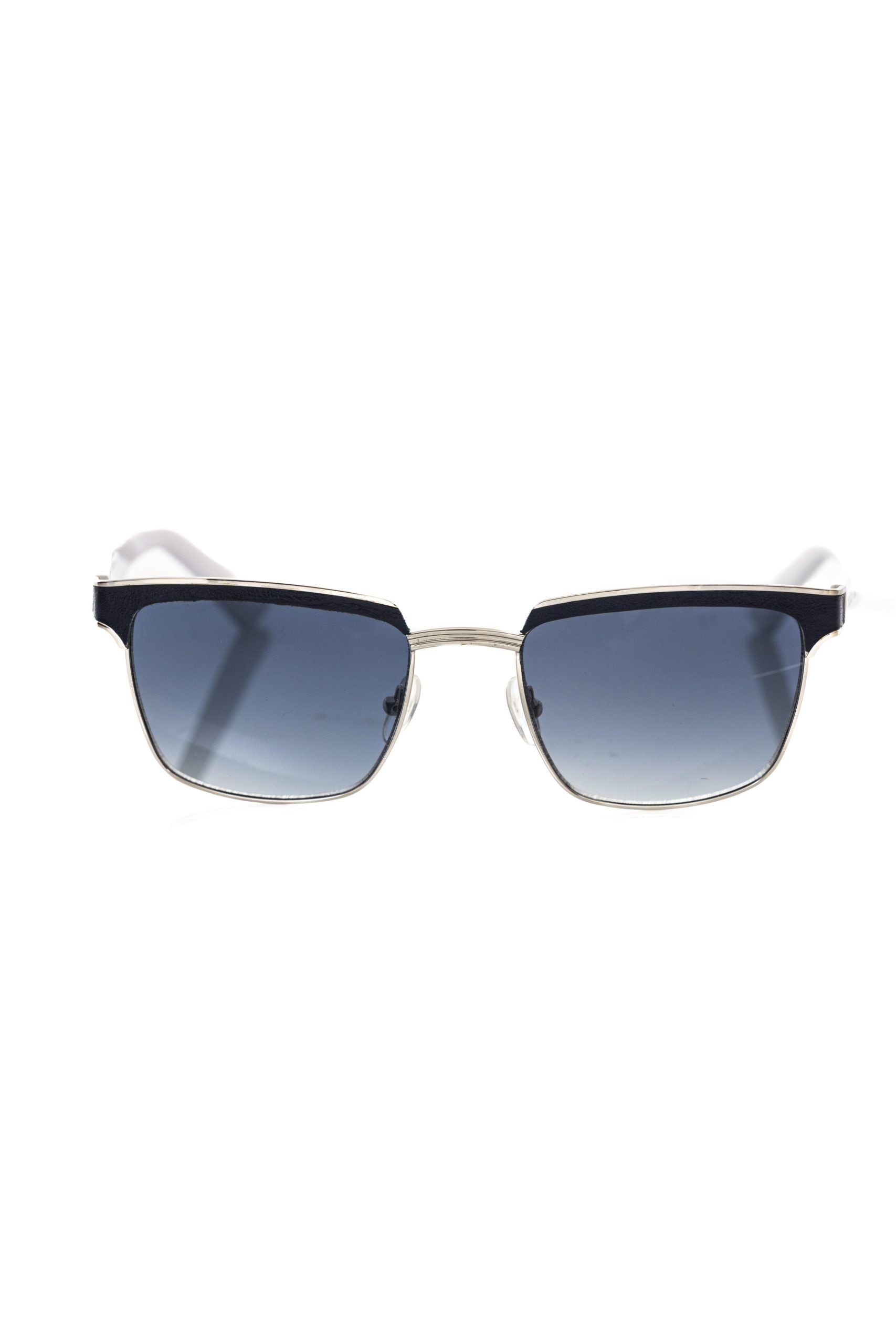 Elegante Clubmaster-Sonnenbrille aus schwarzem Leder von Frankie Morello