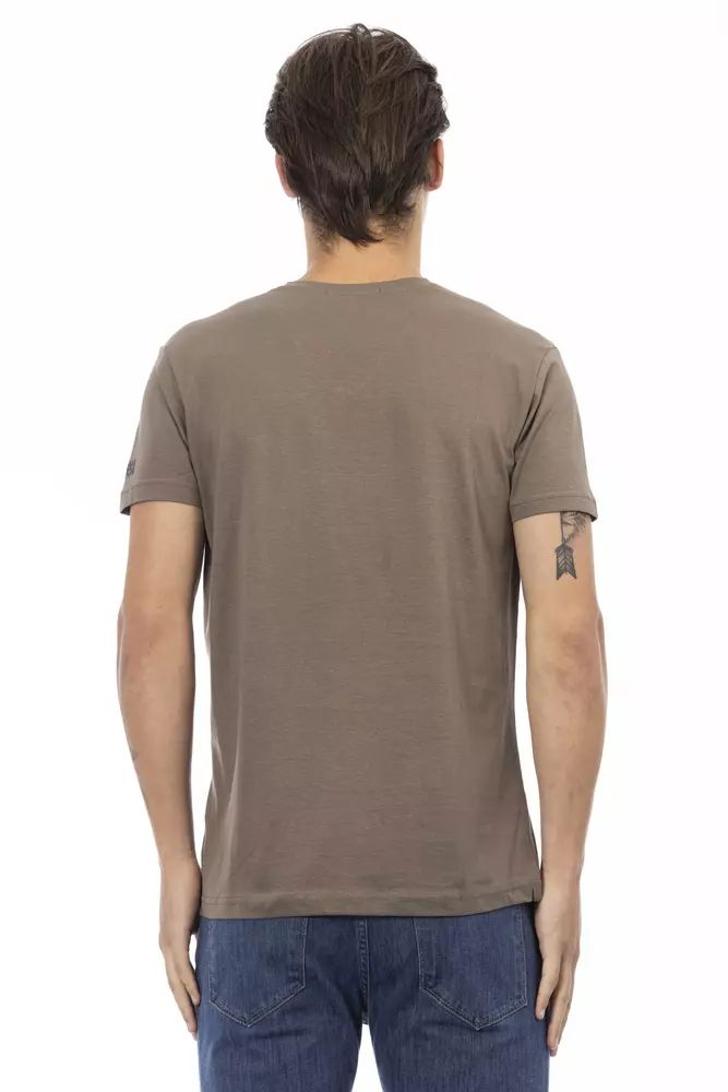 Trussardi Action Elevated Lässiges T-Shirt in Braun mit V-Ausschnitt