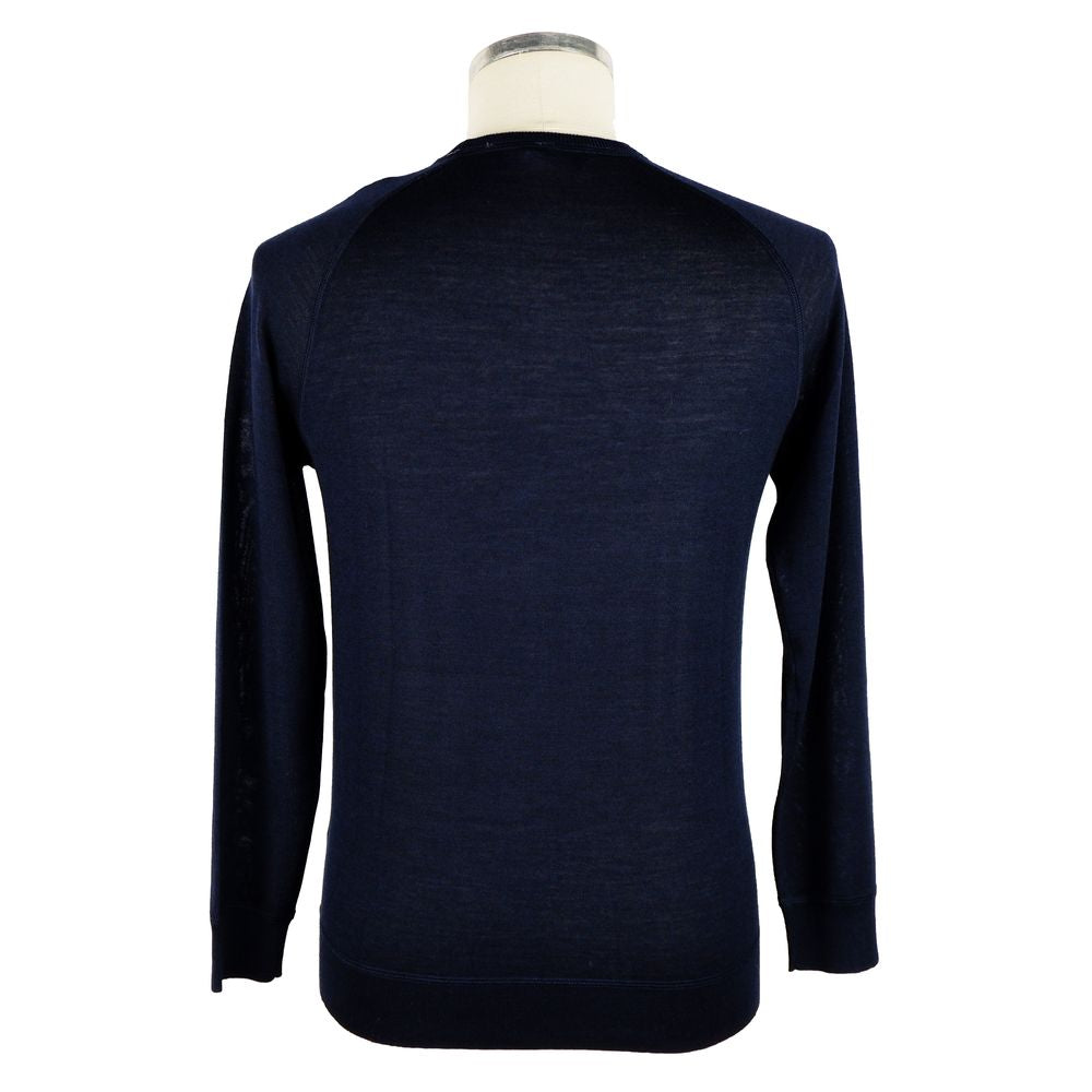 Emilio Romanelli Elegant Blue Cashmere Blend Crewneck Sweater