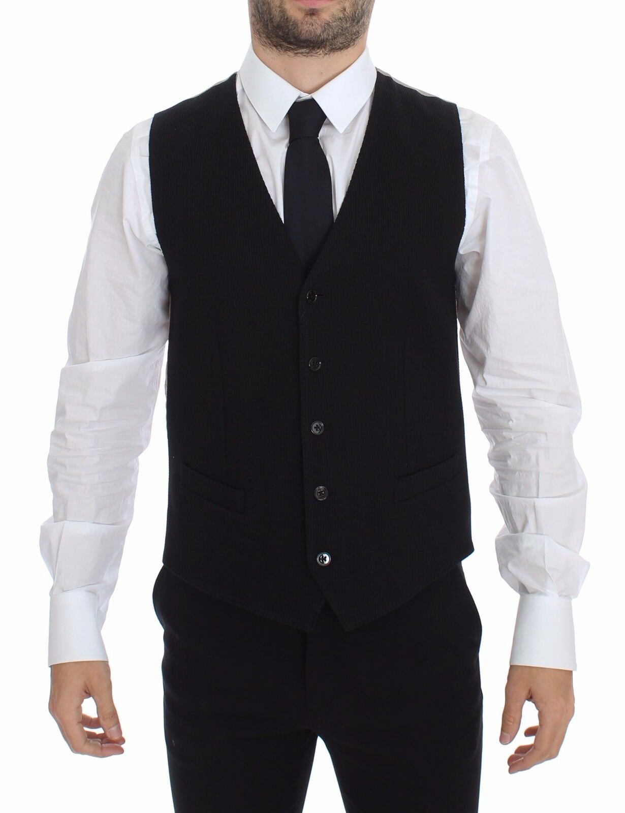 Dolce & Gabbana Chaqueta tipo blazer con chaleco de vestir de algodón negro