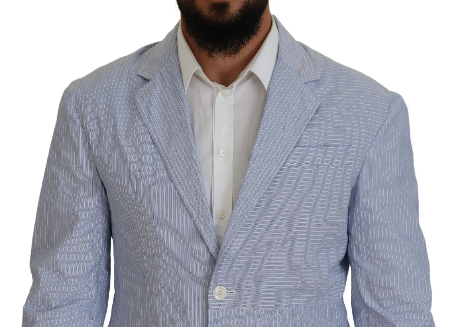 Dsquared² Blue Striped Single Breasted Formal Coat Blazer
