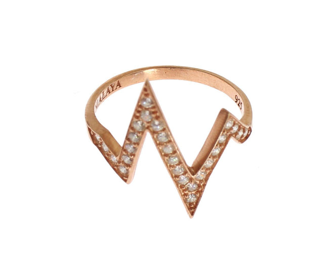 Elegante anillo de plata con incrustaciones de cristal rosa de Nialaya